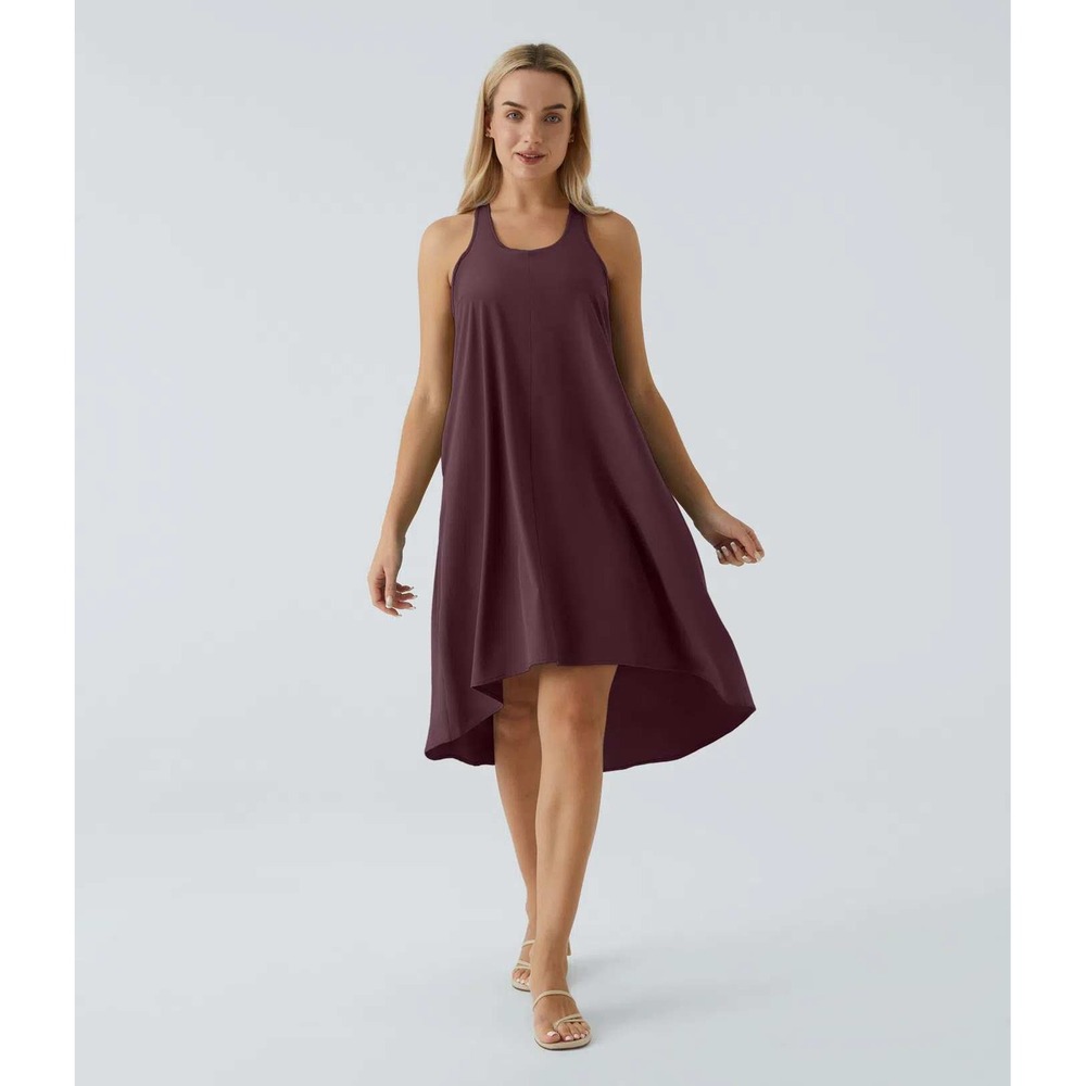 Halara Racerback Hi-Lo Dress with Pockets Casual Sundress Comfy Flowy‎ Size XL